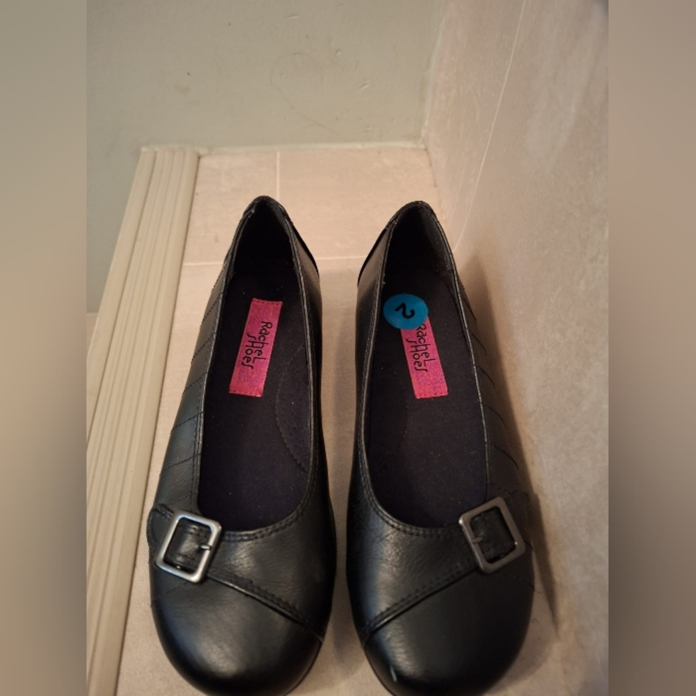 Rachel Shoes Women's Black Buckle Flats